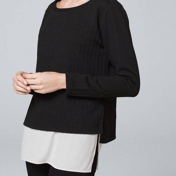 WHBM Layered Mixed-Media Sweater NWT - Picture 1 of 3